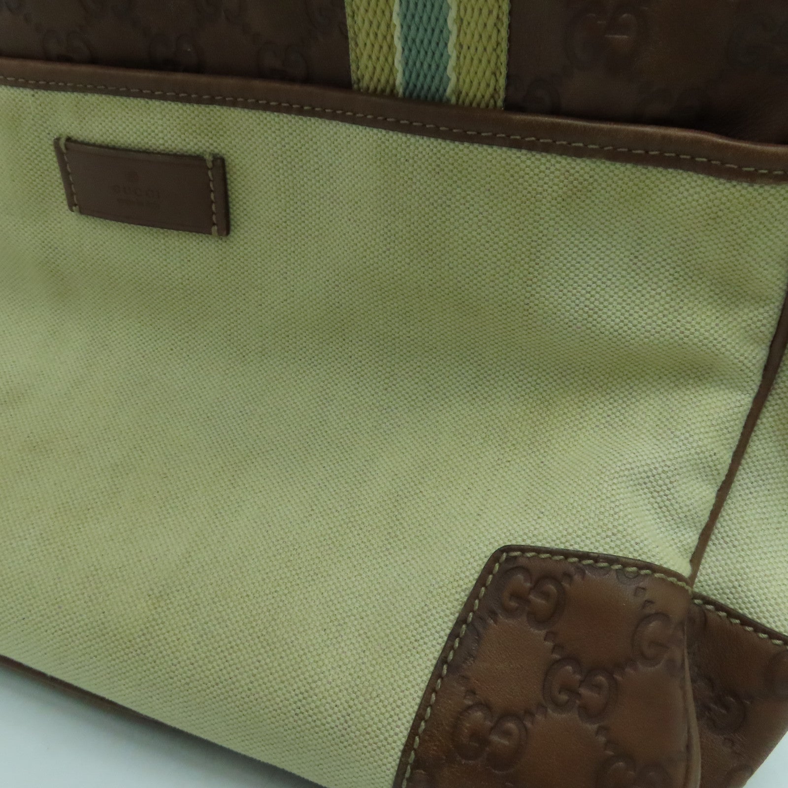 GUCCI 帆布Shoulder Bag金扣肩背袋米色啡色