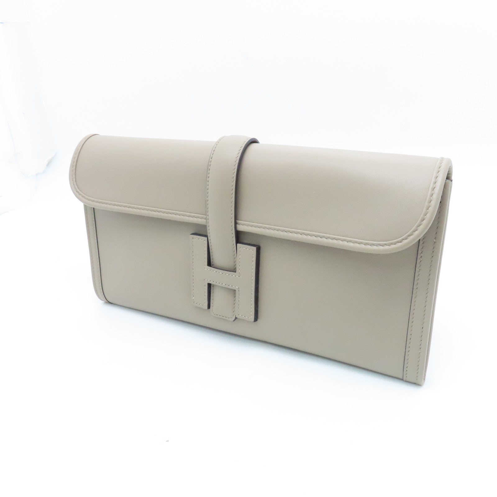 HERMES Veau Swift Leather Jije Elan Clutch Turtledove Gray