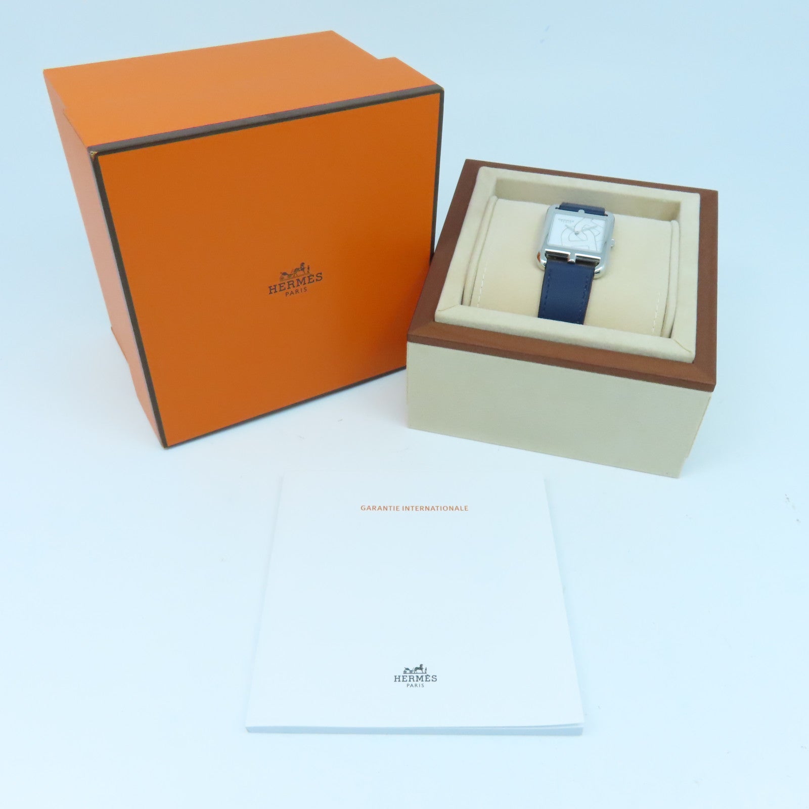HERMES Cape Cod Watch不锈钢/皮革带石英手表蓝色