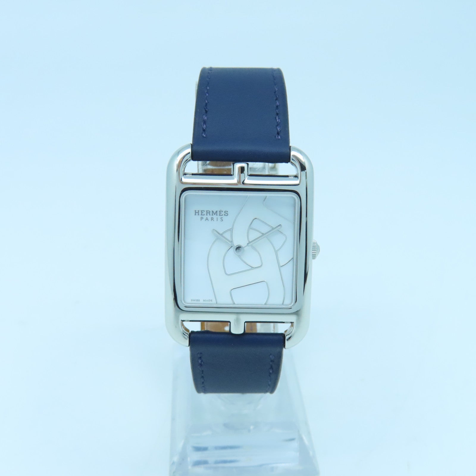 HERMES Cape Cod Watch不锈钢/皮革带石英手表蓝色