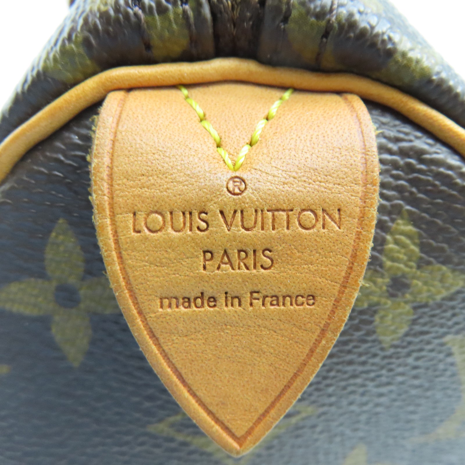 LOUIS VUITTON Monogram Speedy 25 Gold Buckle Handle Bag Brown