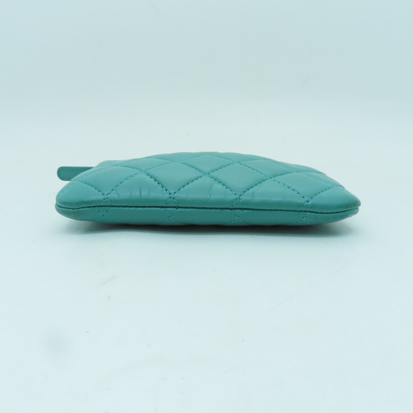 CHANEL 【激減優惠】菱格羊皮皮革Card Case金扣卡片套綠色