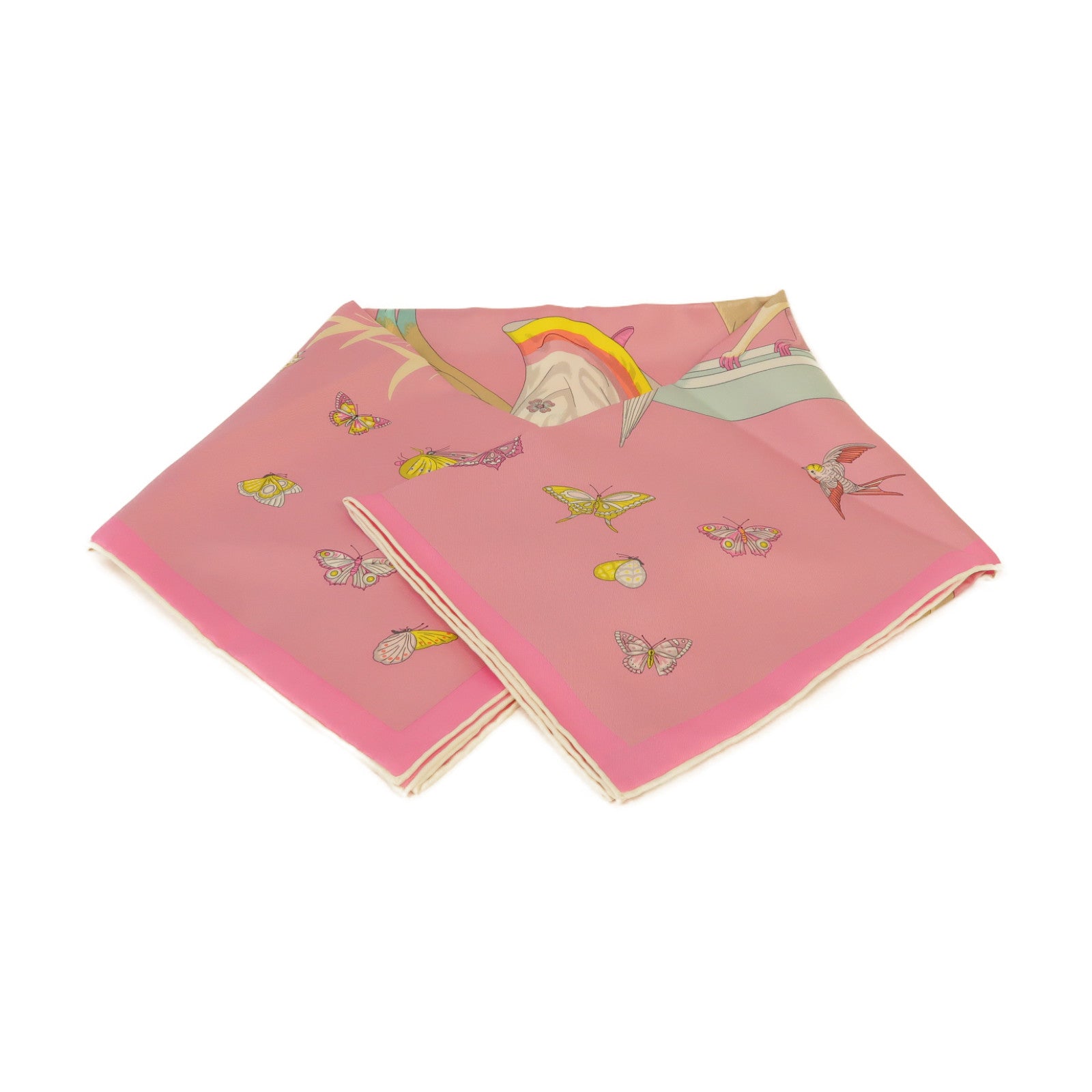 HERMES 絲質Scarf絲巾粉紅色/彩色