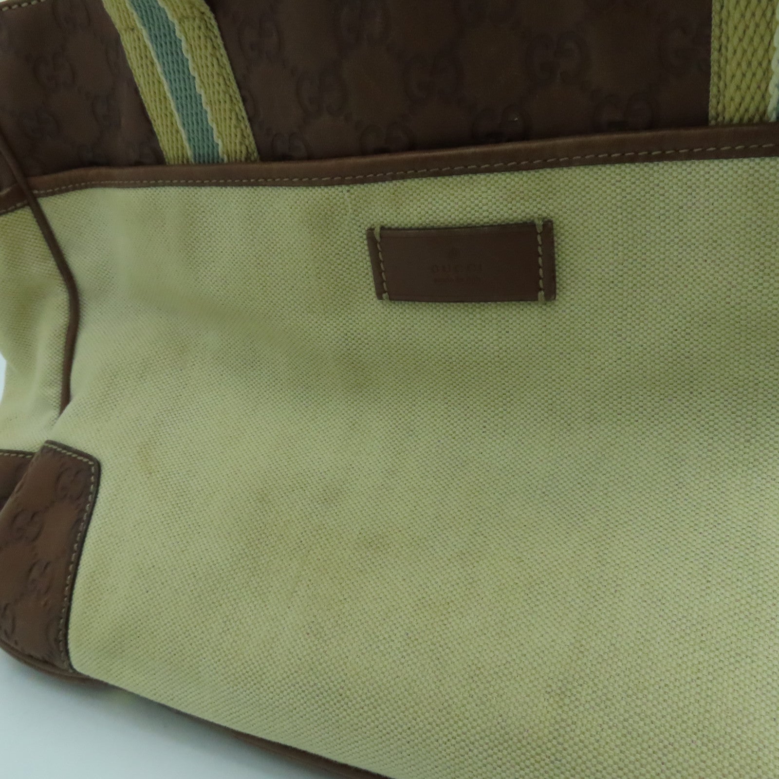 GUCCI 帆布Shoulder Bag金扣肩背袋米色啡色