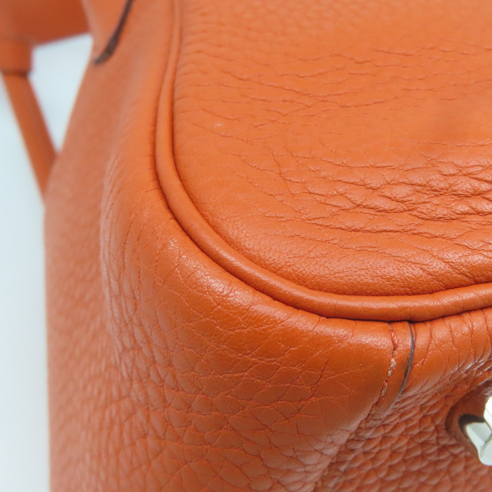 HERMES 【激減優惠】Clemence皮革Lindy 26銀扣手挽肩背兩用袋泥土色