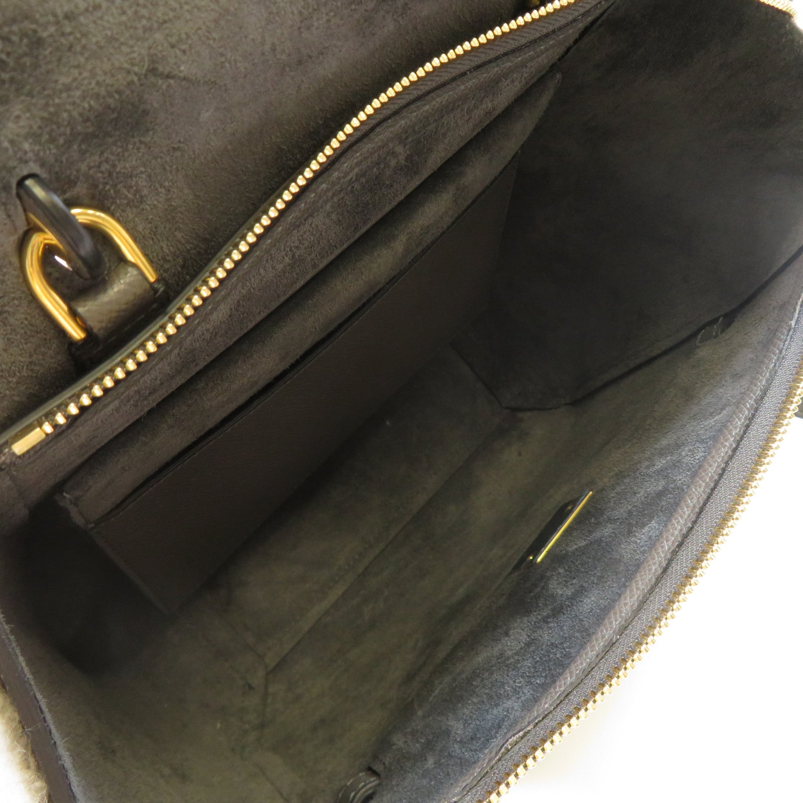 CELINE 牛皮皮革Micro Belt Bag金扣手挽肩背兩用袋灰色
