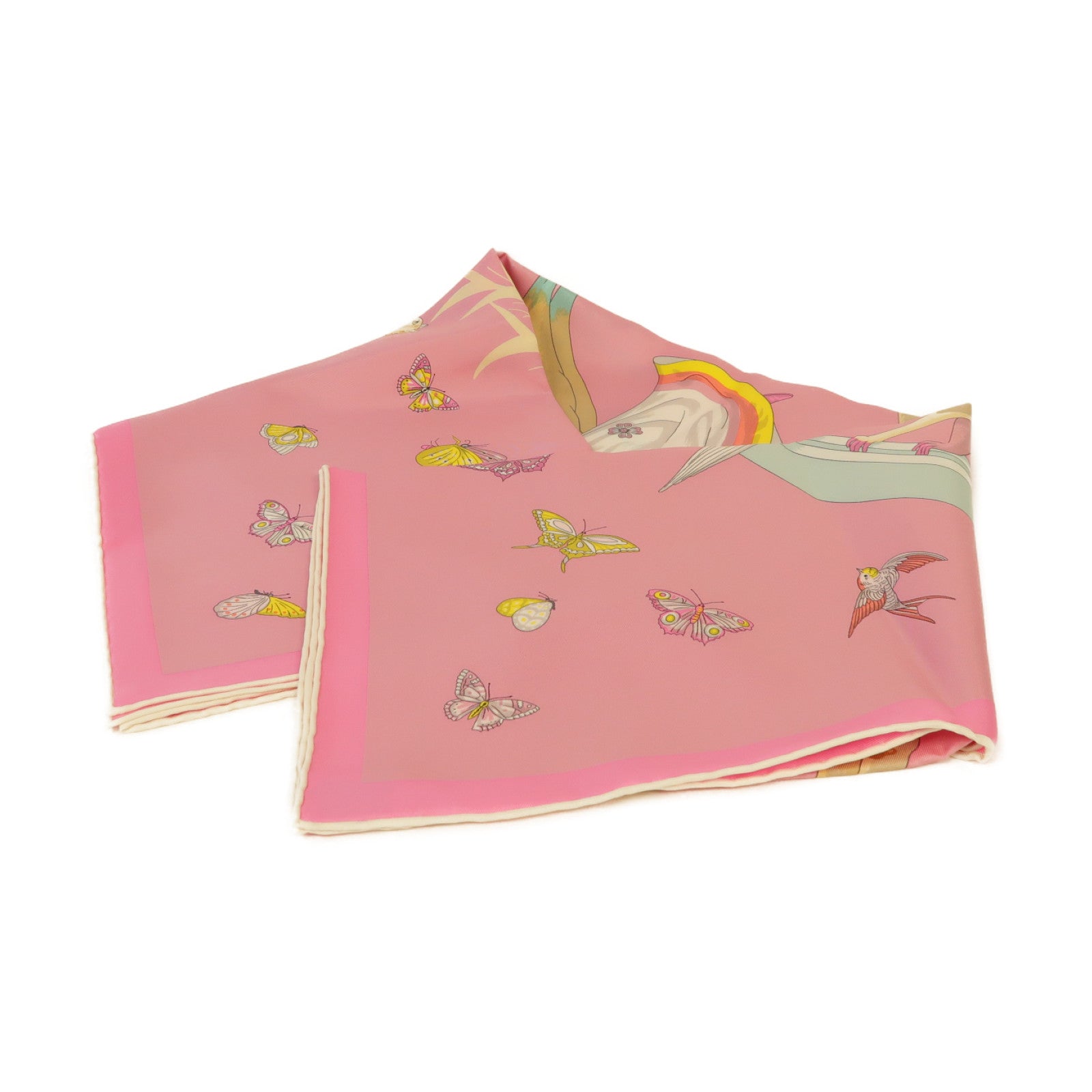 HERMES 絲質Scarf絲巾粉紅色/彩色