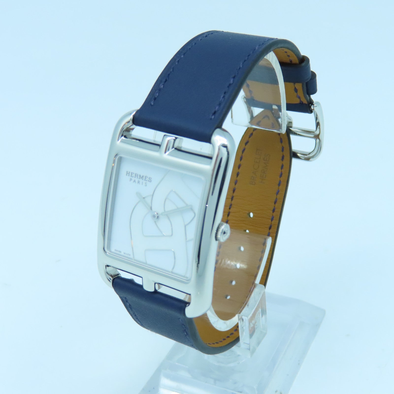 HERMES Cape Cod Watch不锈钢/皮革带石英手表蓝色