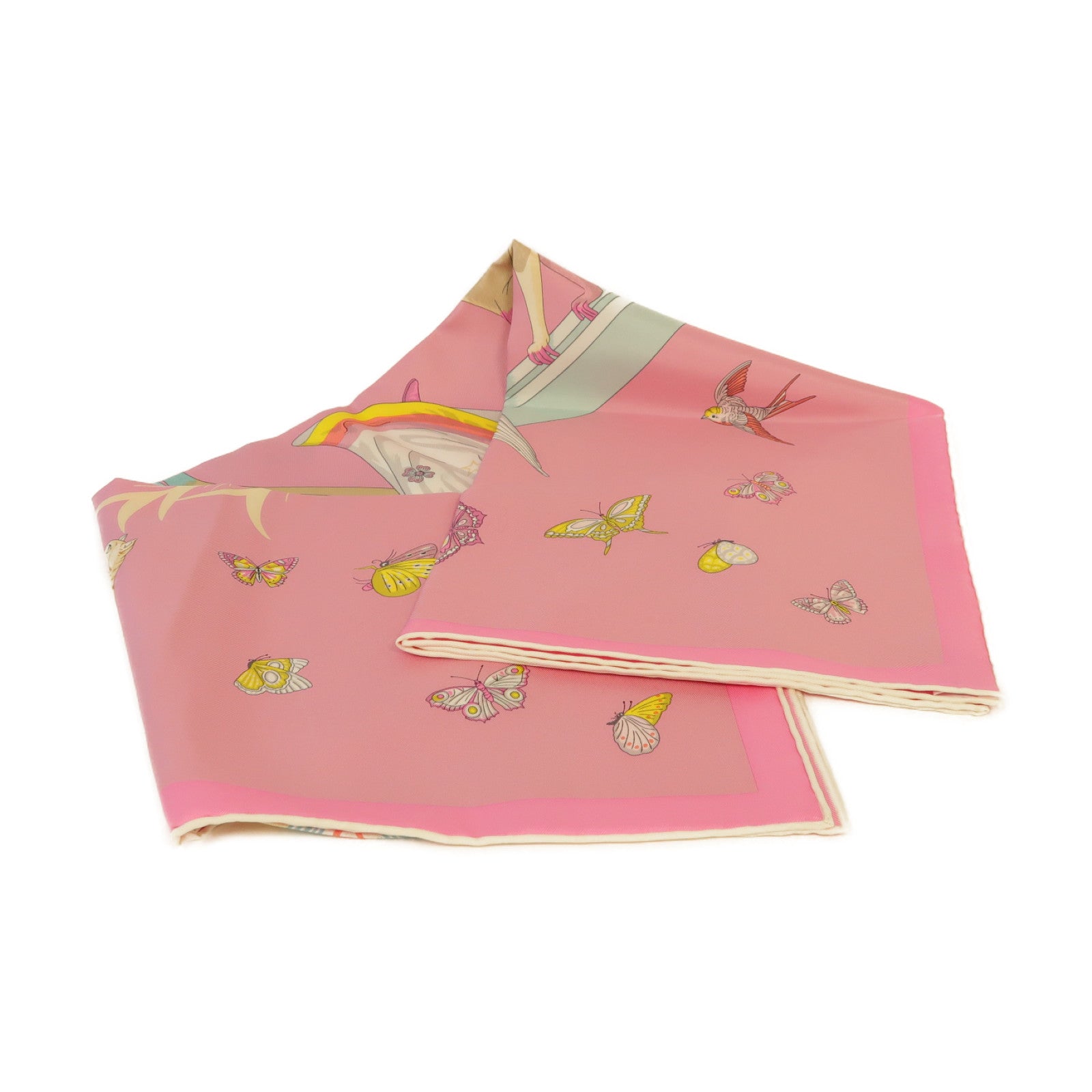 HERMES 絲質Scarf絲巾粉紅色/彩色
