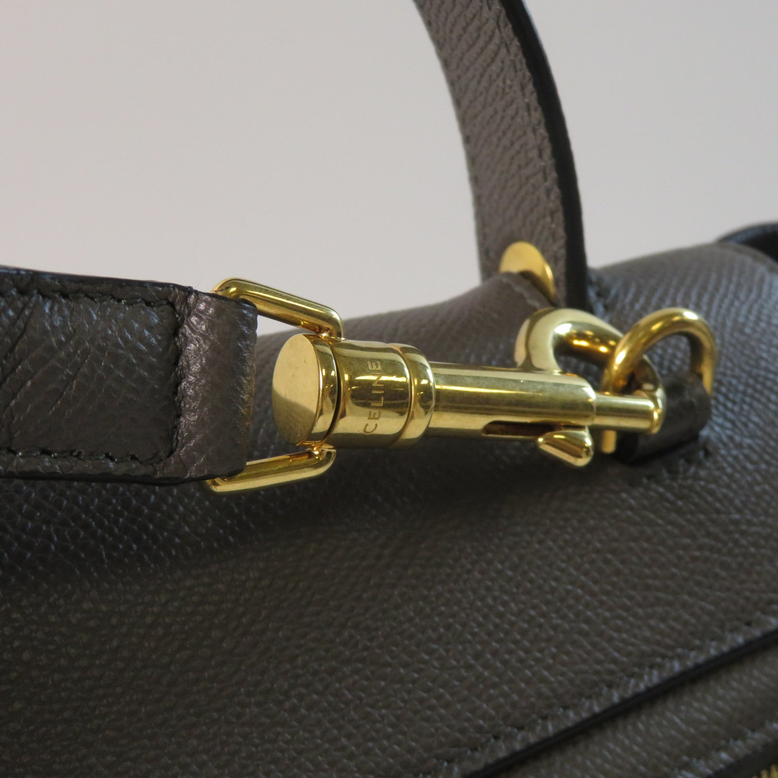 CELINE 牛皮皮革Micro Belt Bag金扣手挽肩背兩用袋灰色