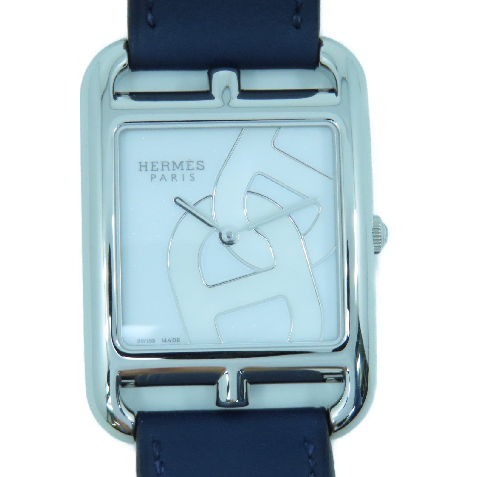 HERMES Cape Cod Watch不锈钢/皮革带石英手表蓝色
