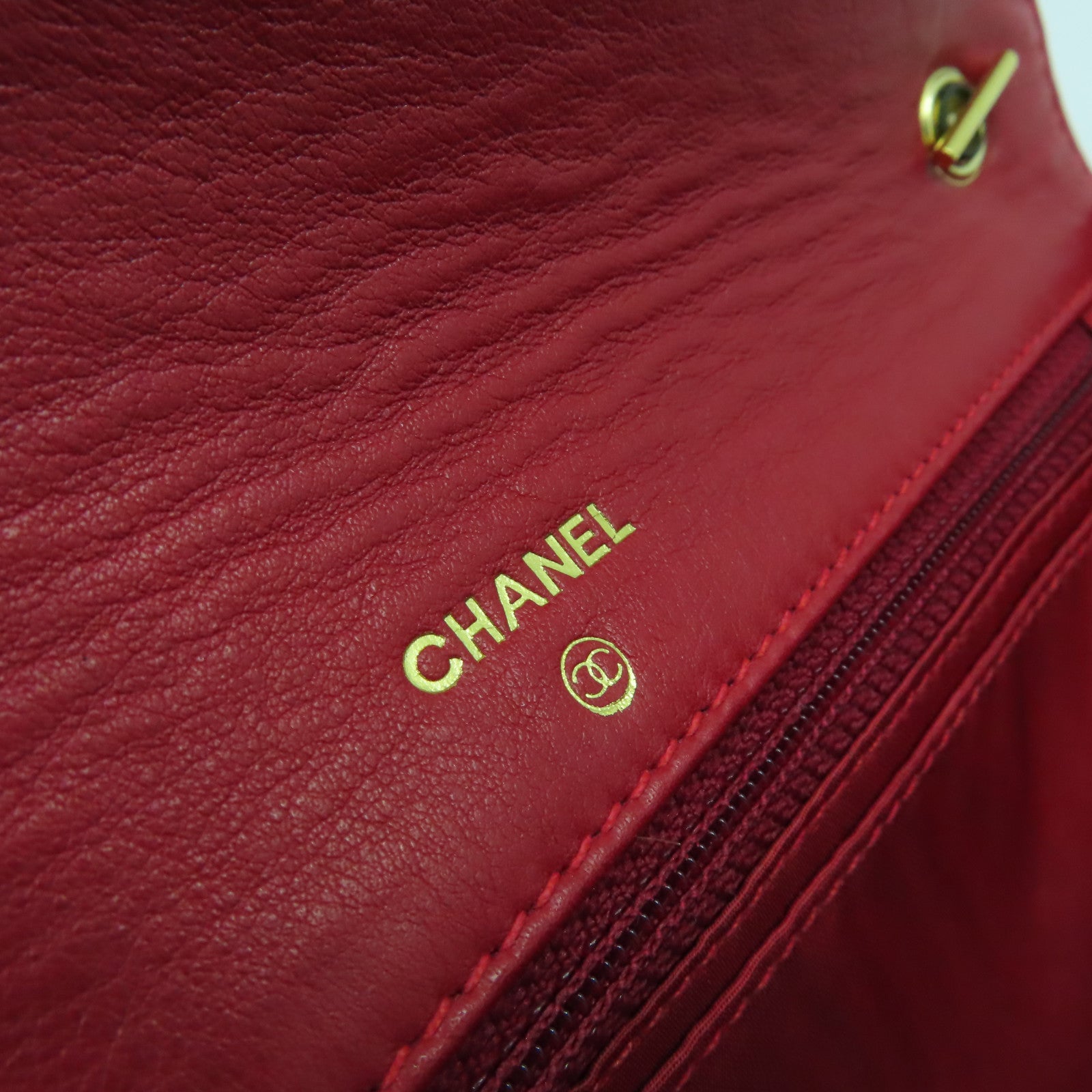 CHANEL 漆皮皮革Vintage Wallet On Chain Shoulder Bag金扣鏈帶肩背袋紅色