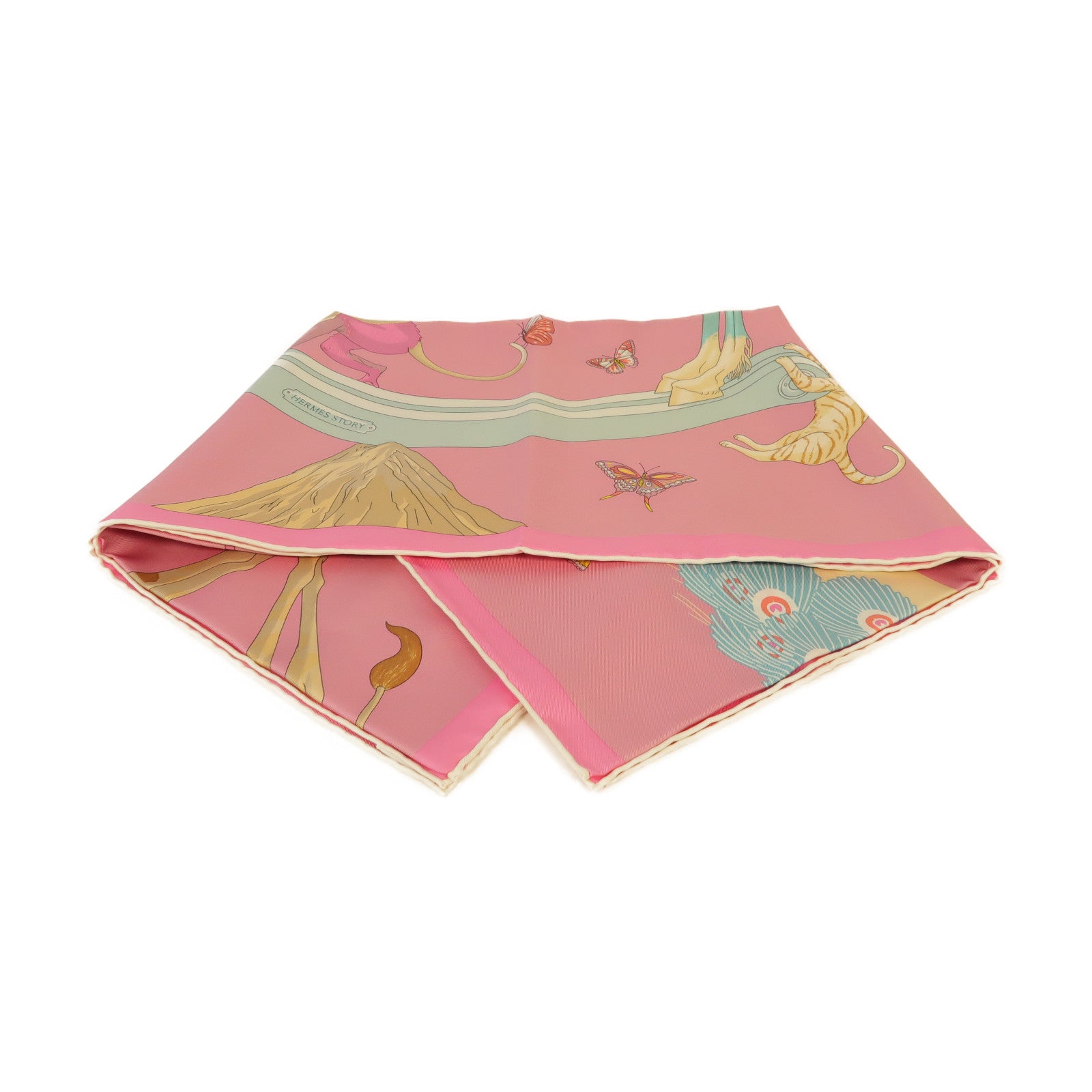 HERMES 絲質Scarf絲巾粉紅色/彩色