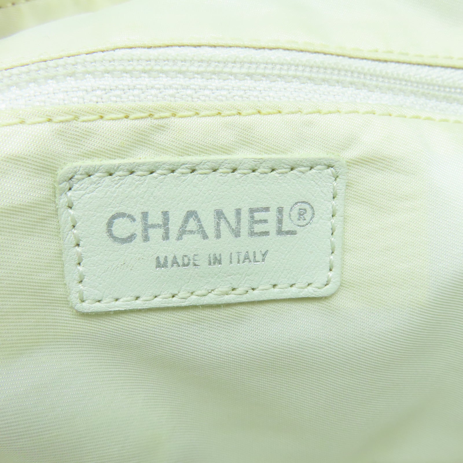 CHANEL Nylon New Travel Line Silver Buckle Shoulder Bag Beige