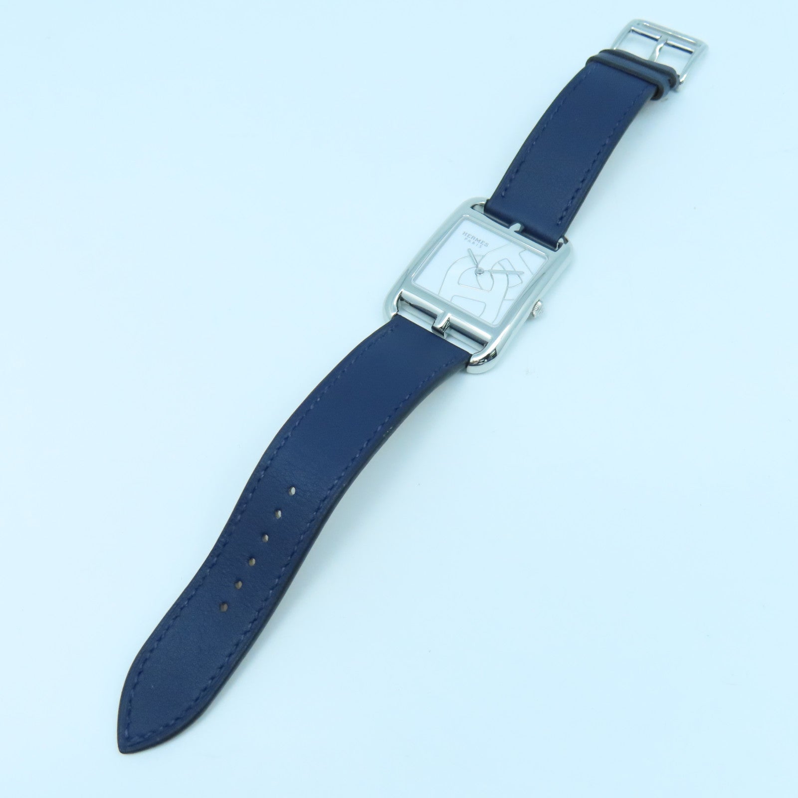 HERMES Cape Cod Watch不锈钢/皮革带石英手表蓝色