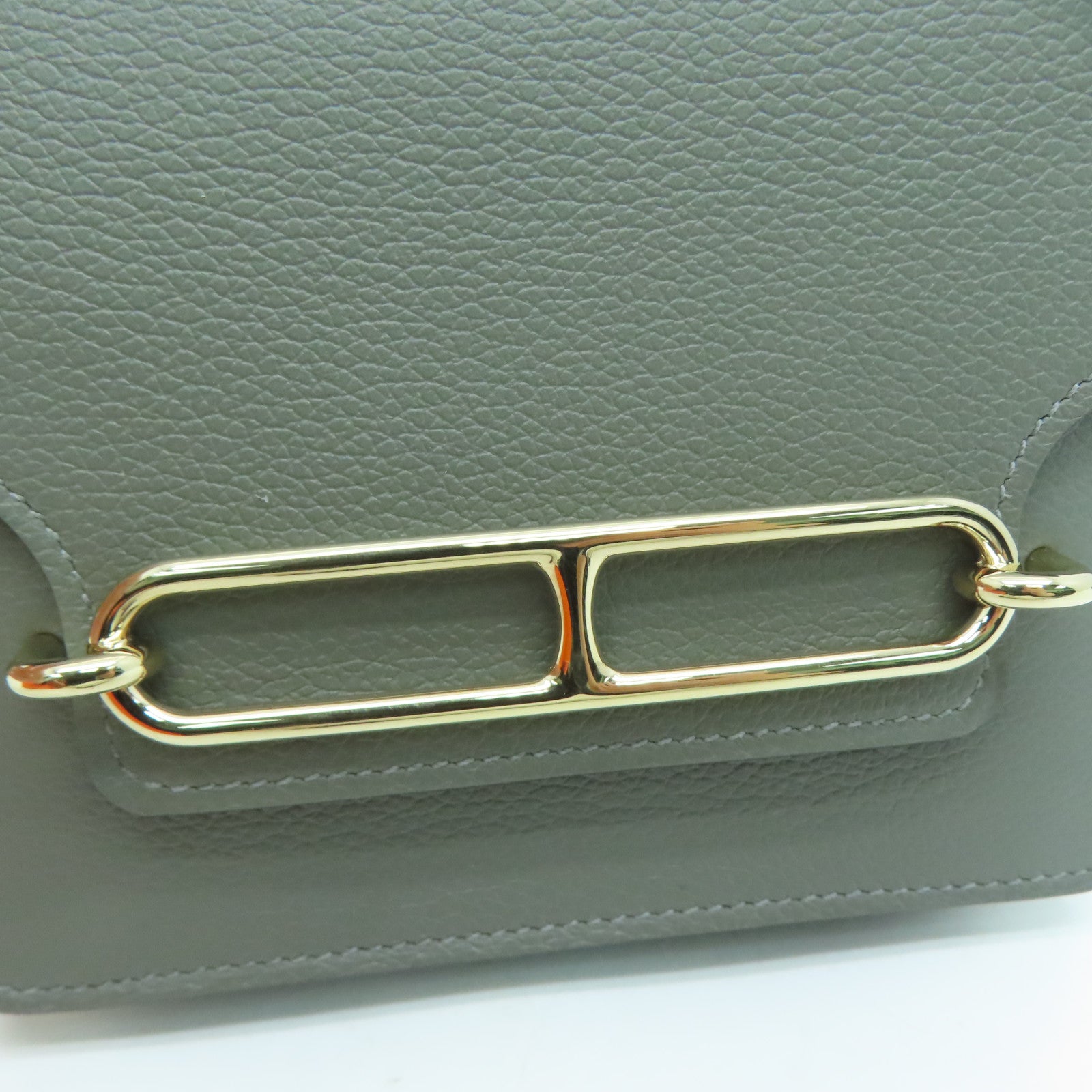 HERMES Evercolor皮革Roulis Slim金扣钱包Gris Meyer/灰色