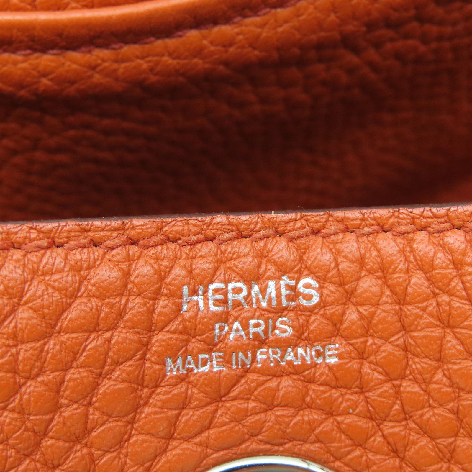 HERMES 【激減優惠】Clemence皮革Lindy 26銀扣手挽肩背兩用袋泥土色