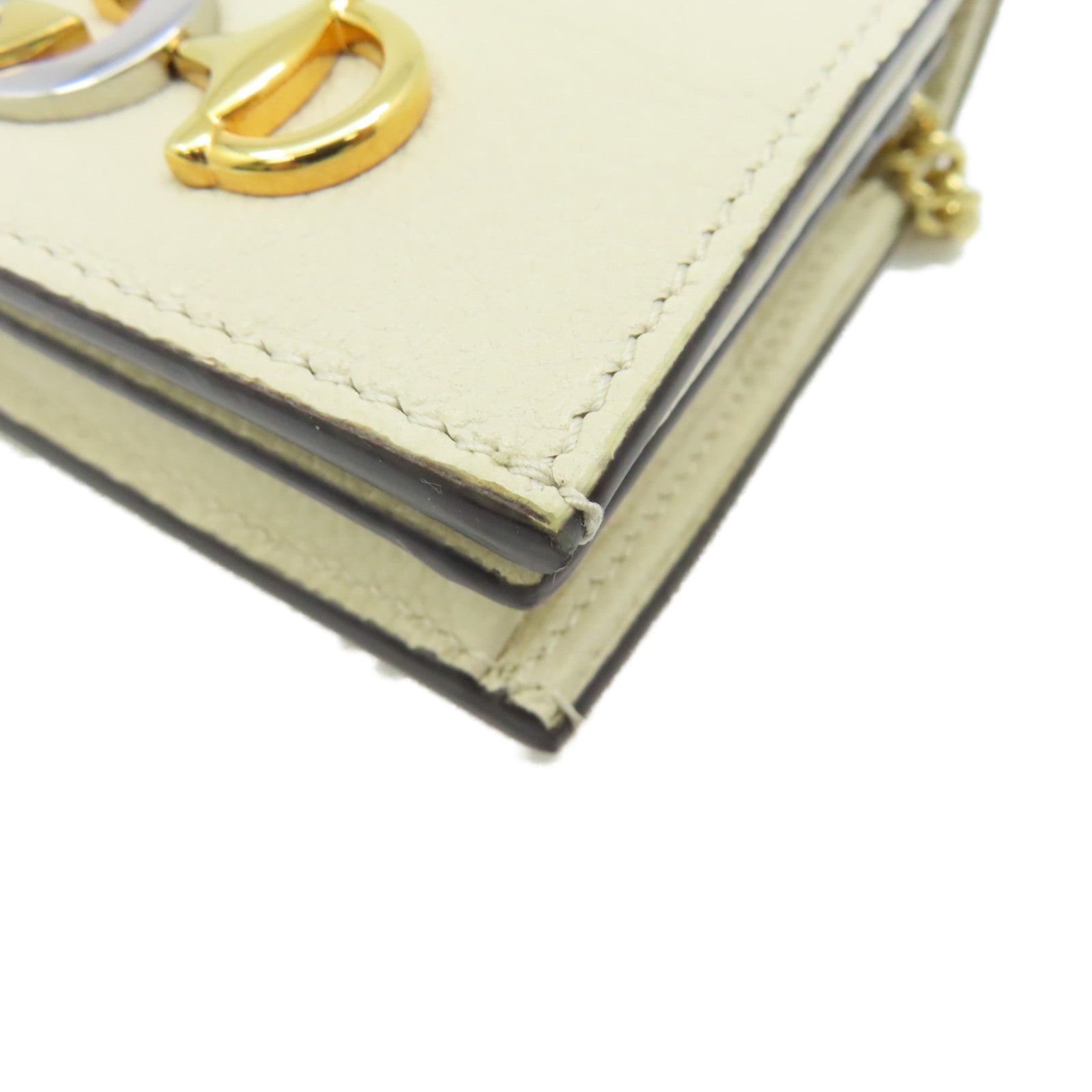 GUCCI 牛皮皮革Chain Wallet錢包米白色