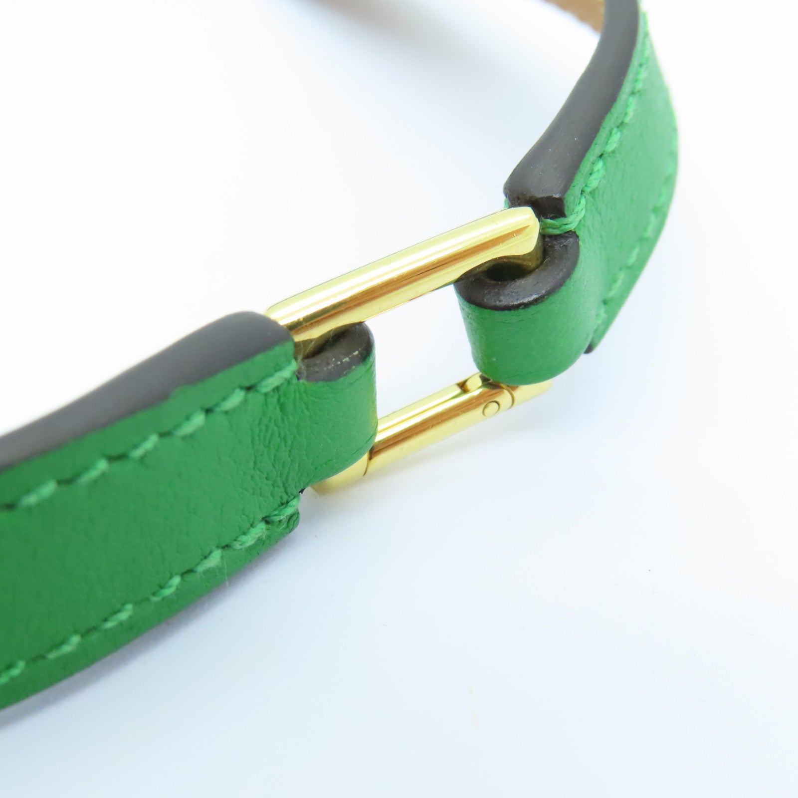 HERMES Swift皮革CDC Leather Bracelet金扣手镯绿色
