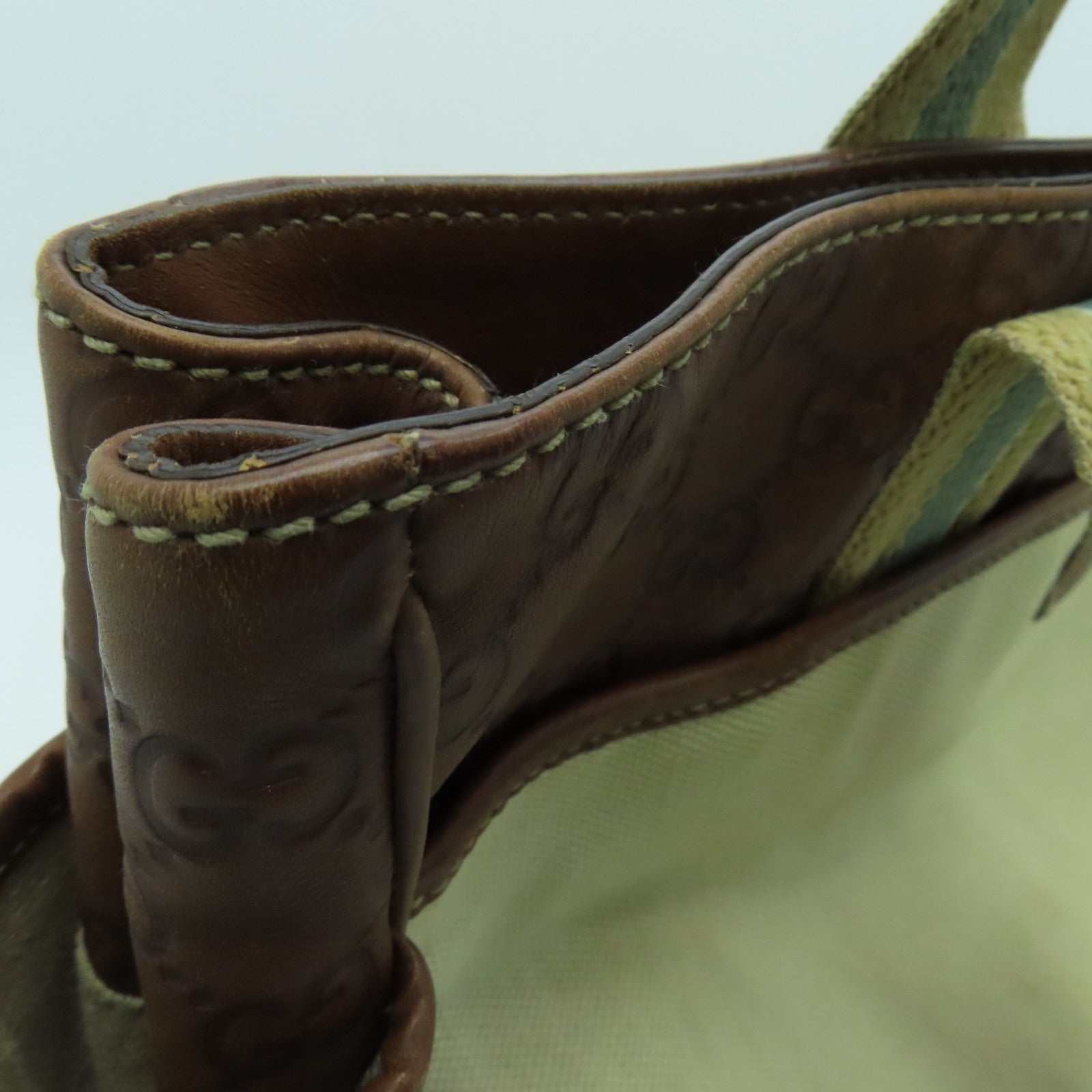 GUCCI 帆布Shoulder Bag金扣肩背袋米色啡色
