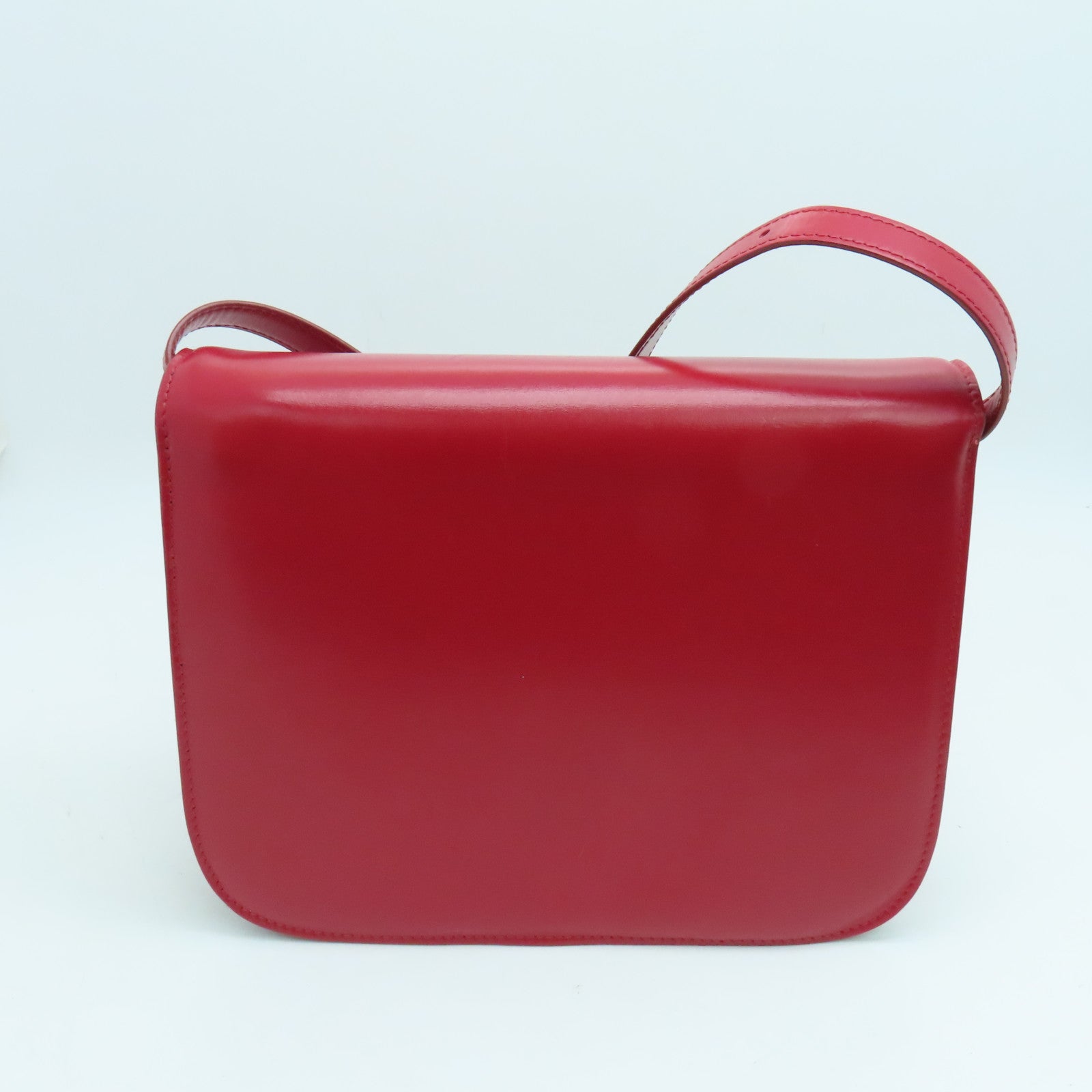 CELINE 牛皮皮革Classic Box银扣肩背袋红色