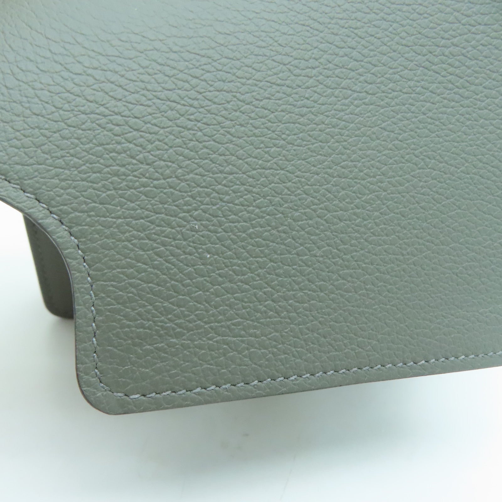 HERMES Evercolor皮革Roulis Slim金扣钱包Gris Meyer/灰色