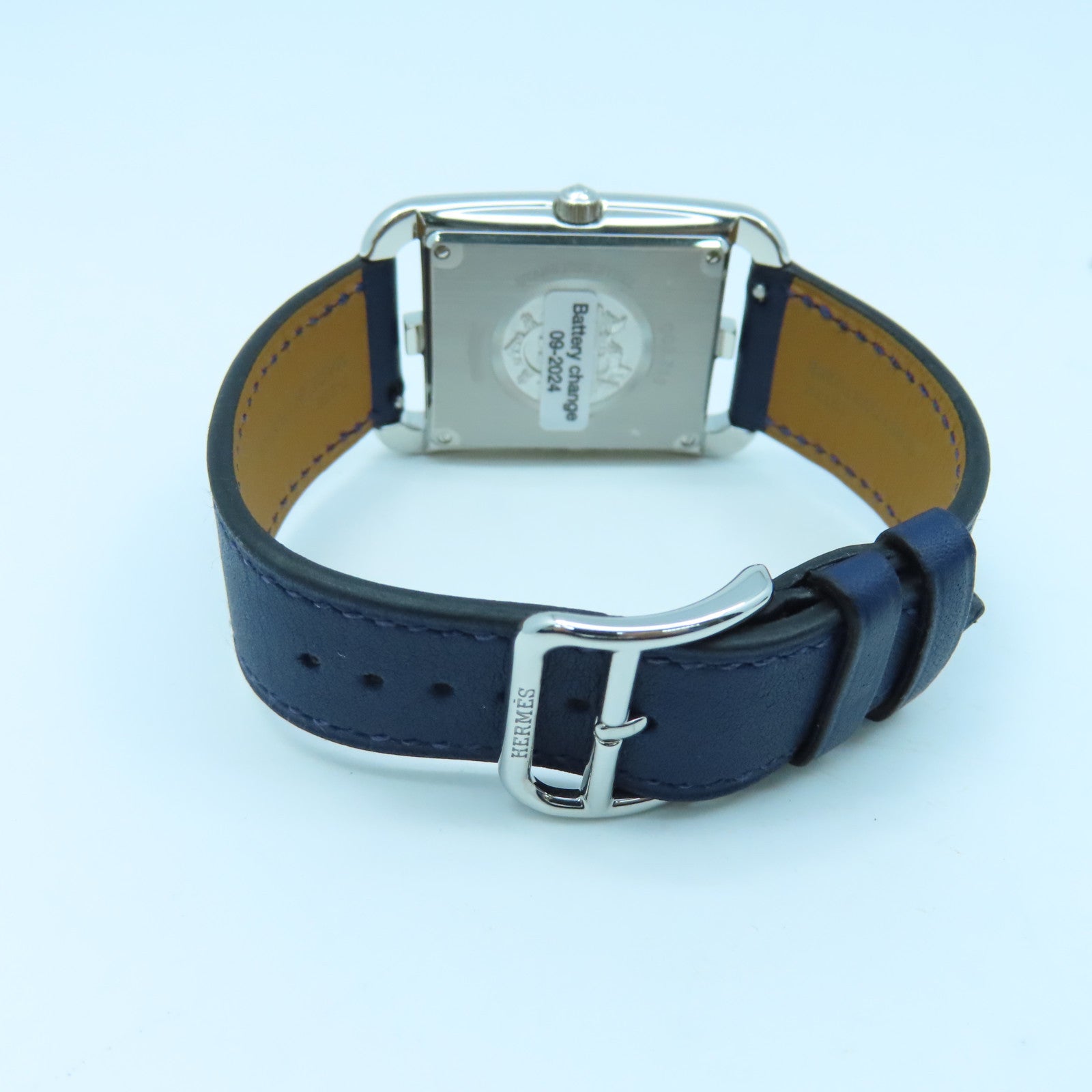 HERMES Cape Cod Watch不锈钢/皮革带石英手表蓝色
