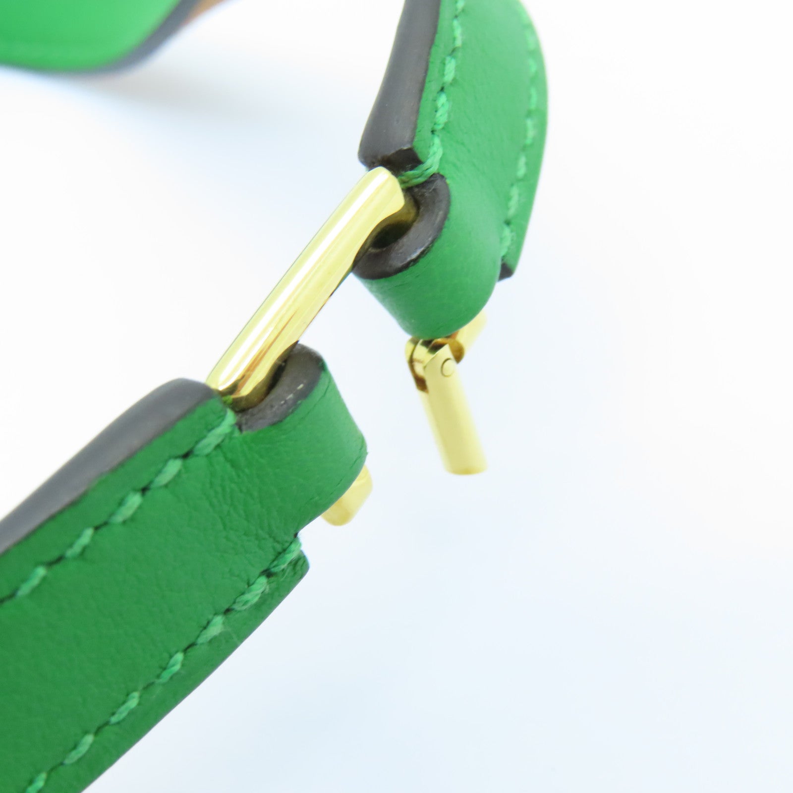 HERMES Swift皮革CDC Leather Bracelet金扣手镯绿色
