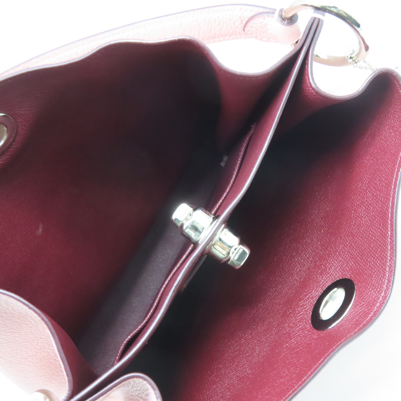 COACH 牛皮皮革Shoulder Bag銀扣肩背袋粉紅色