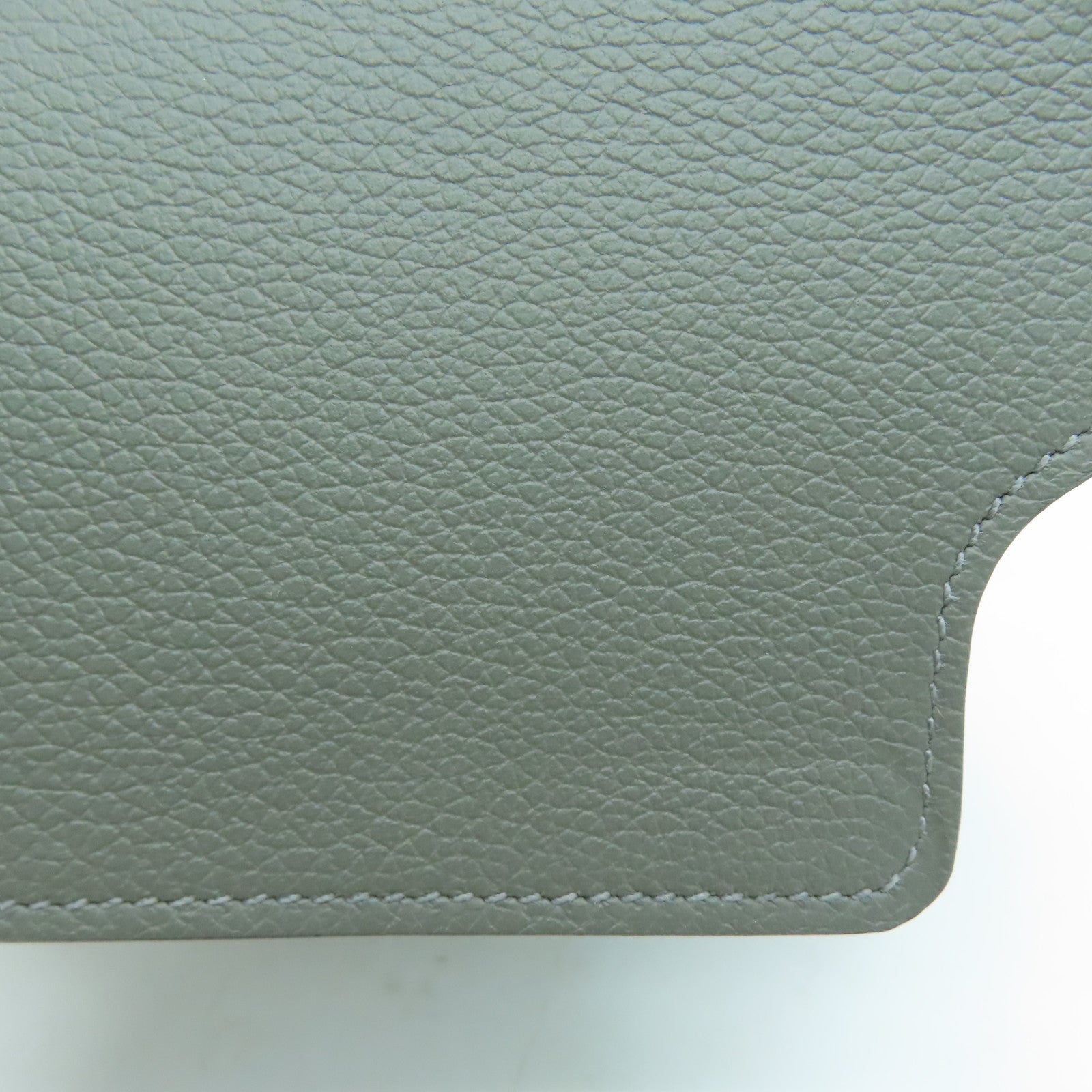 HERMES Evercolor皮革Roulis Slim金扣钱包Gris Meyer/灰色