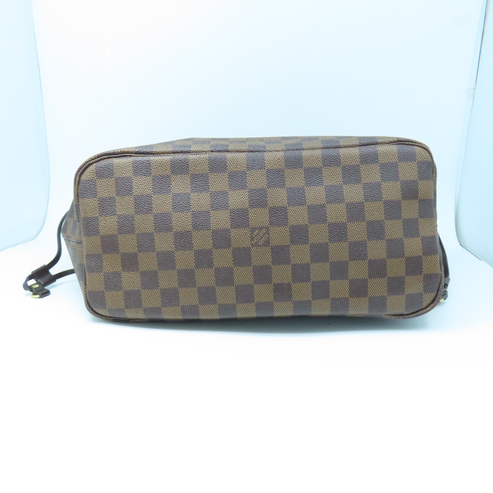 LOUIS VUITTON Damier Neverfull MM gold buckle handle bag brown