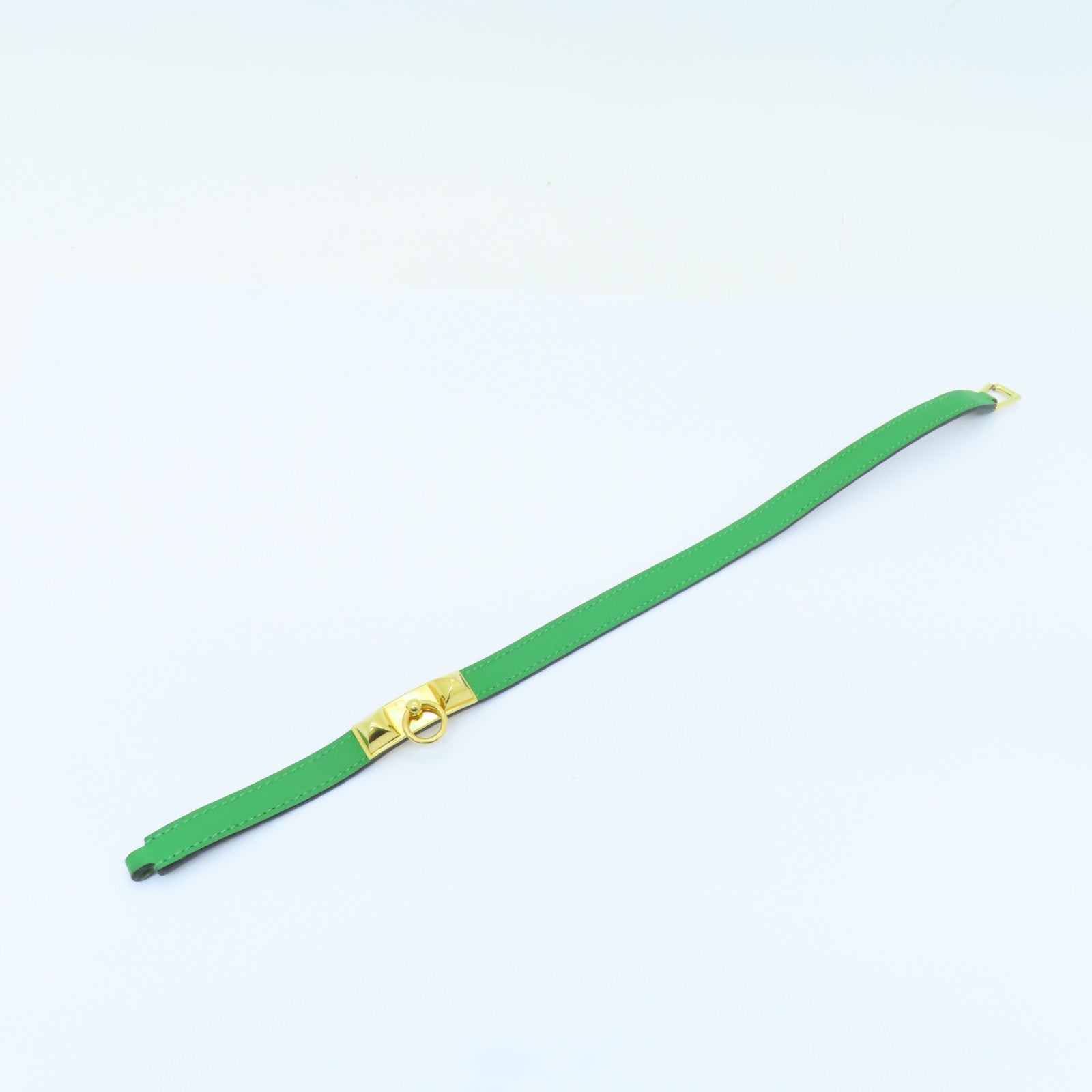 HERMES Swift皮革CDC Leather Bracelet金扣手镯绿色