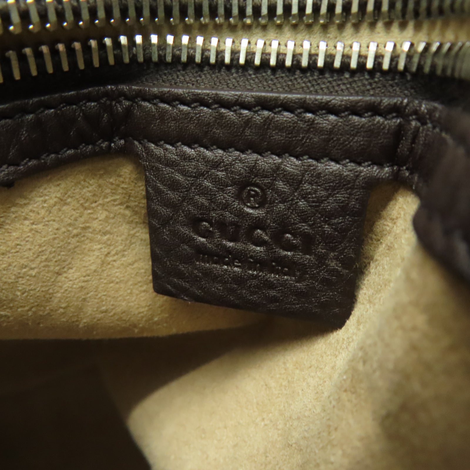 GUCCI 牛皮皮革Hand Bag银扣手挽袋棕色