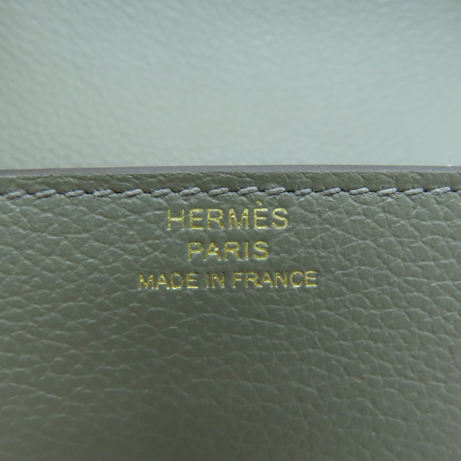 HERMES Evercolor皮革Roulis Slim金扣钱包Gris Meyer/灰色