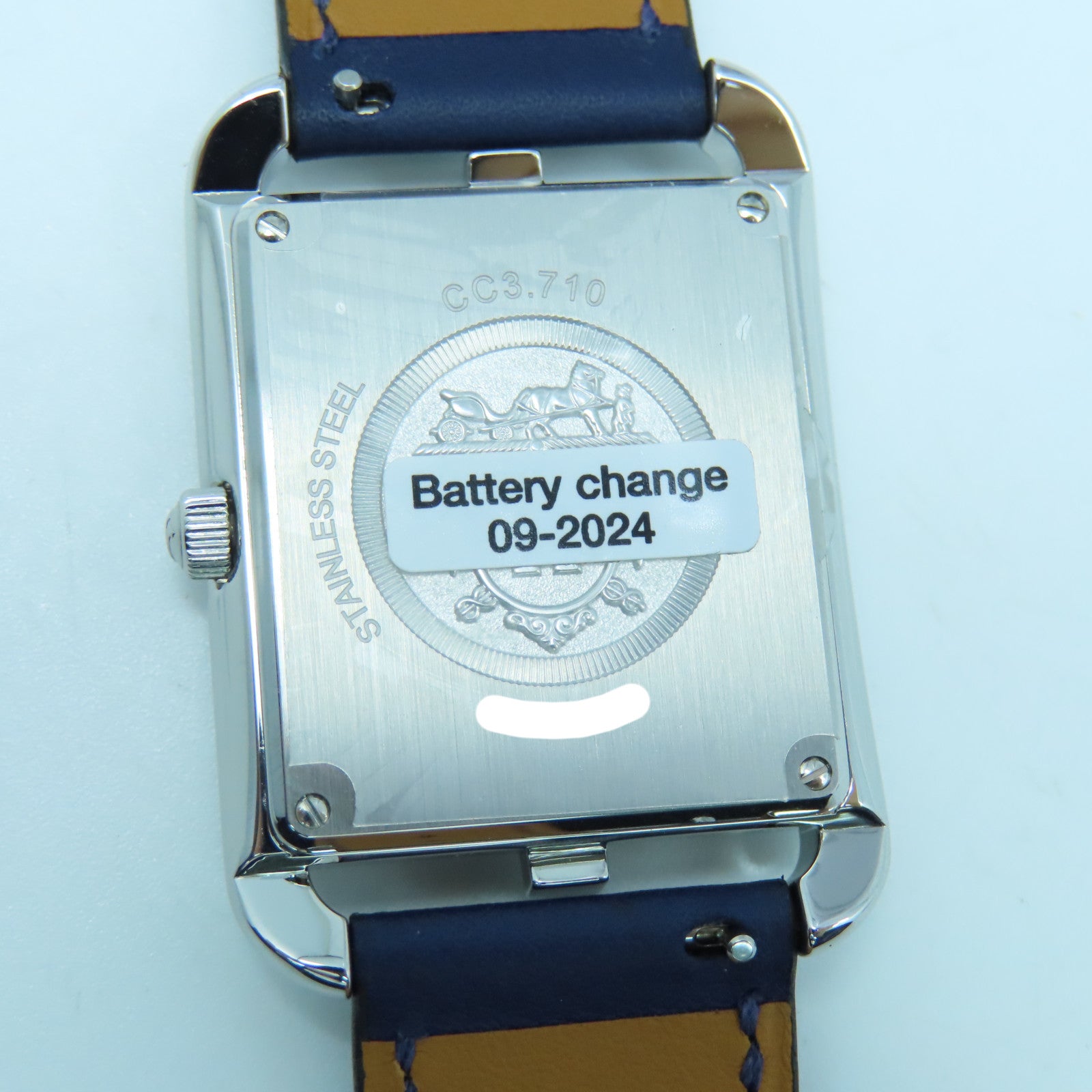 HERMES Cape Cod Watch不锈钢/皮革带石英手表蓝色