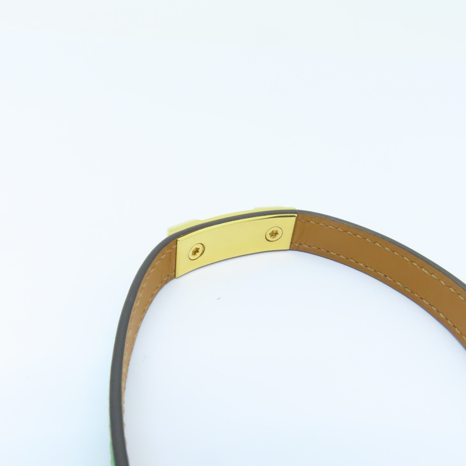 HERMES Swift皮革CDC Leather Bracelet金扣手镯绿色