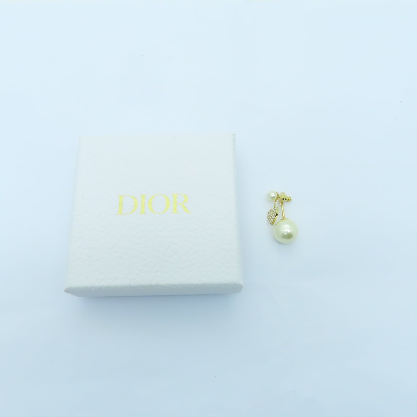Dior PVC/金屬Single Earring耳環金色/白色