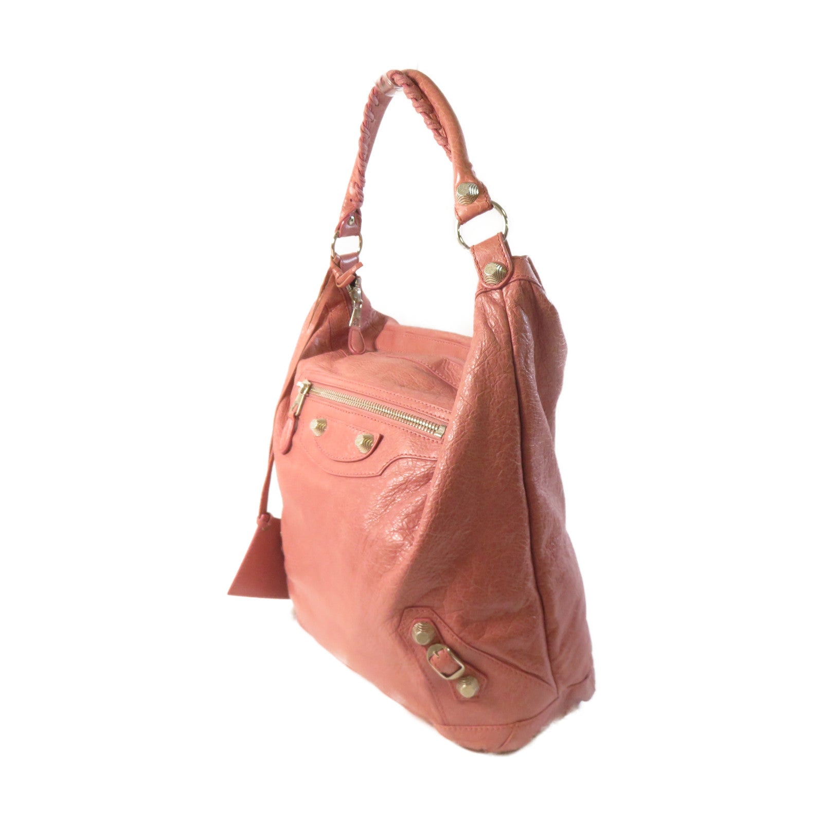 BALENCIAGA 羊皮皮革Bucket Bag金扣肩背袋粉紅色