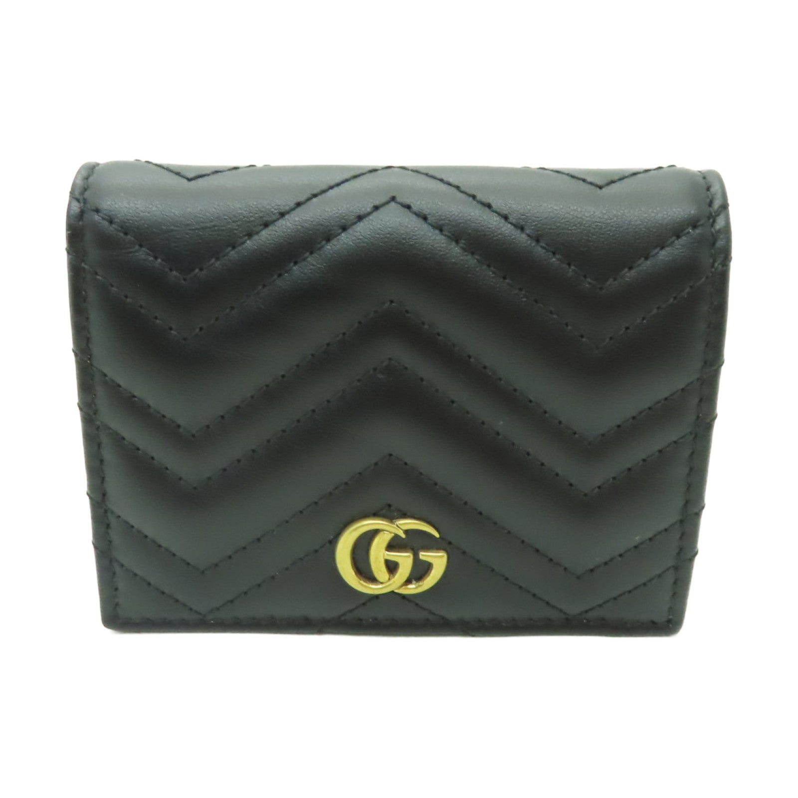 GUCCI 牛皮皮革GG Marmont Wallet金扣錢包黒色