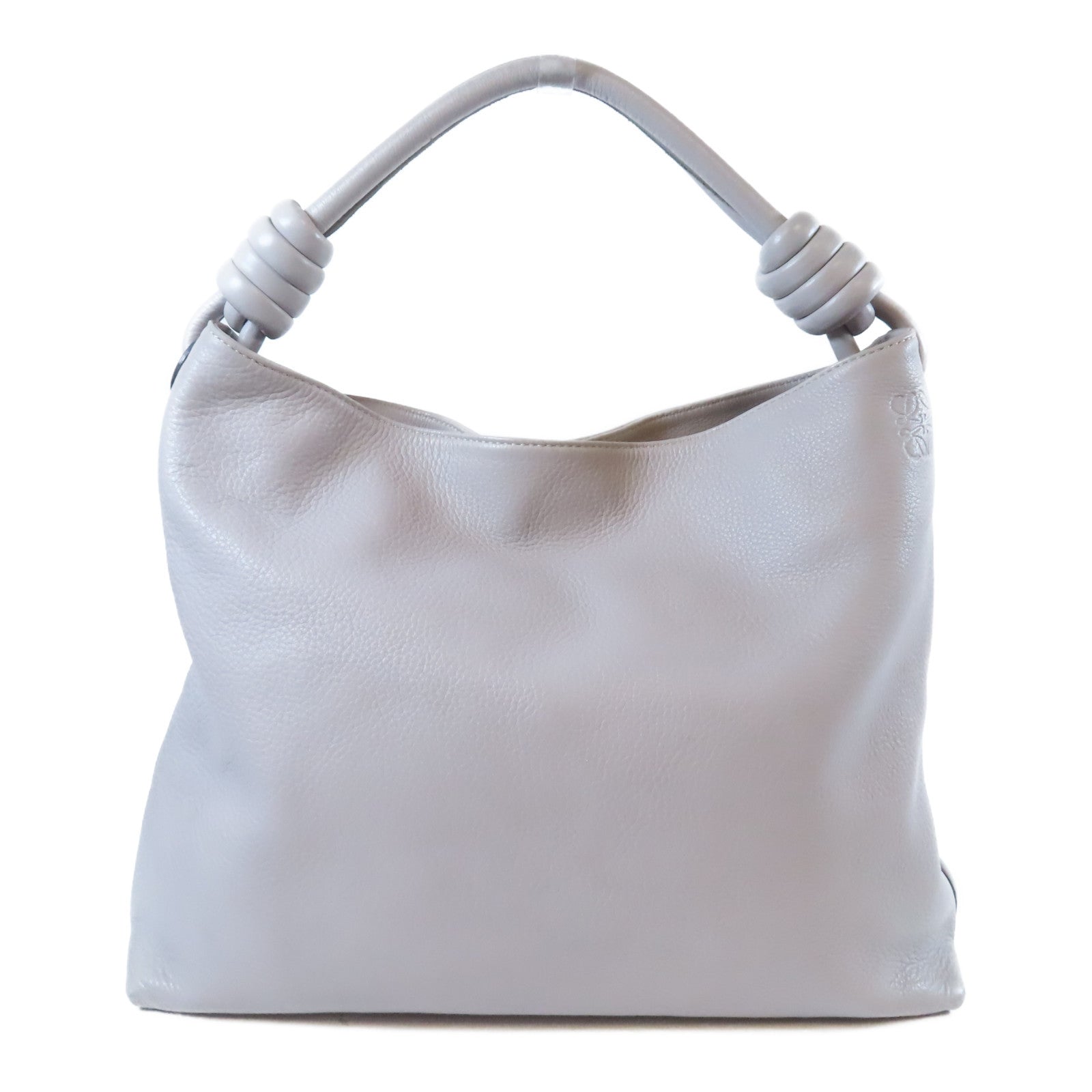 LOEWE 牛皮皮革Shoulder Bag銀扣肩背袋灰色