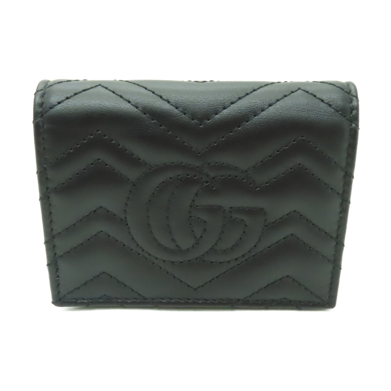 GUCCI 牛皮皮革GG Marmont Wallet金扣錢包黒色