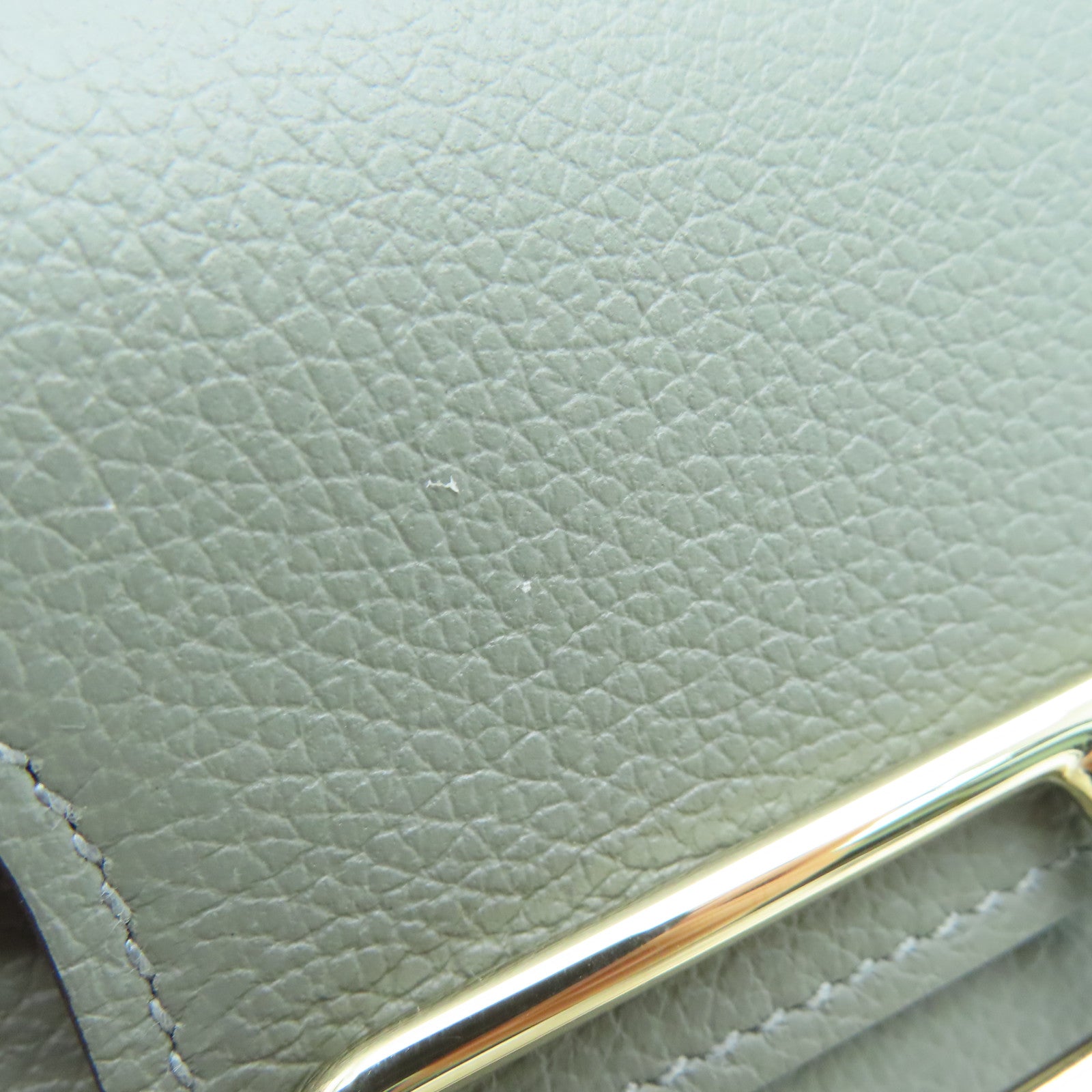 HERMES Evercolor皮革Roulis Slim金扣钱包Gris Meyer/灰色