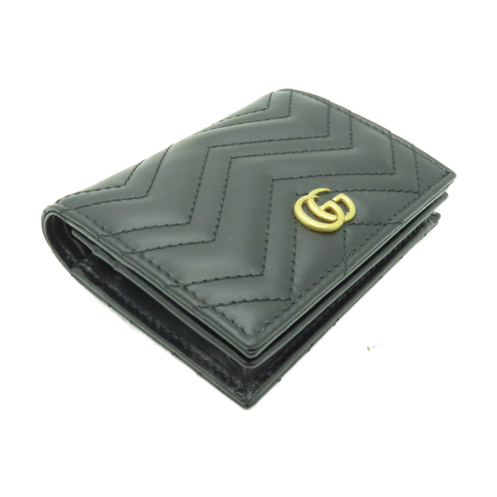 GUCCI 牛皮皮革GG Marmont Wallet金扣錢包黒色