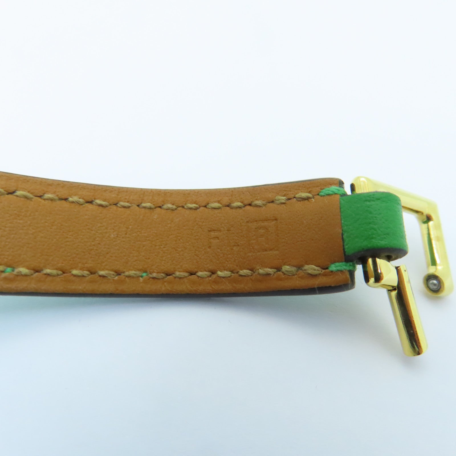 HERMES Swift皮革CDC Leather Bracelet金扣手镯绿色