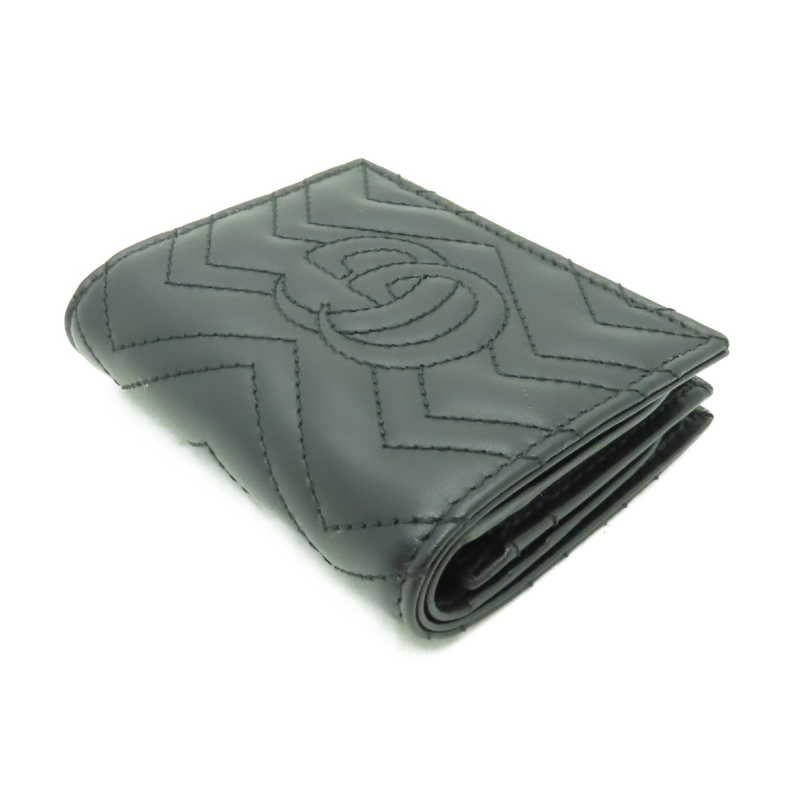 GUCCI 牛皮皮革GG Marmont Wallet金扣錢包黒色