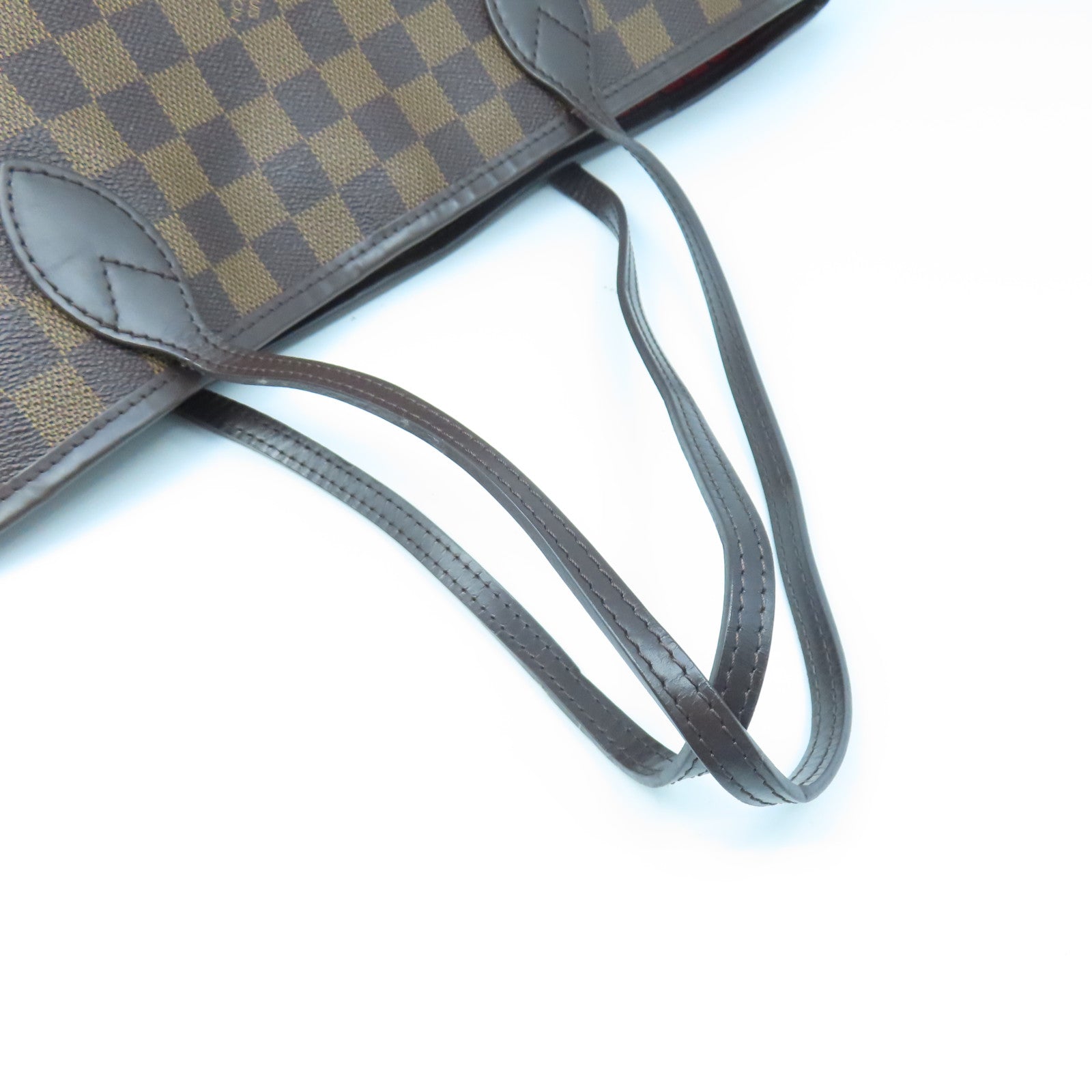 LOUIS VUITTON Damier Neverfull MM gold buckle handle bag brown