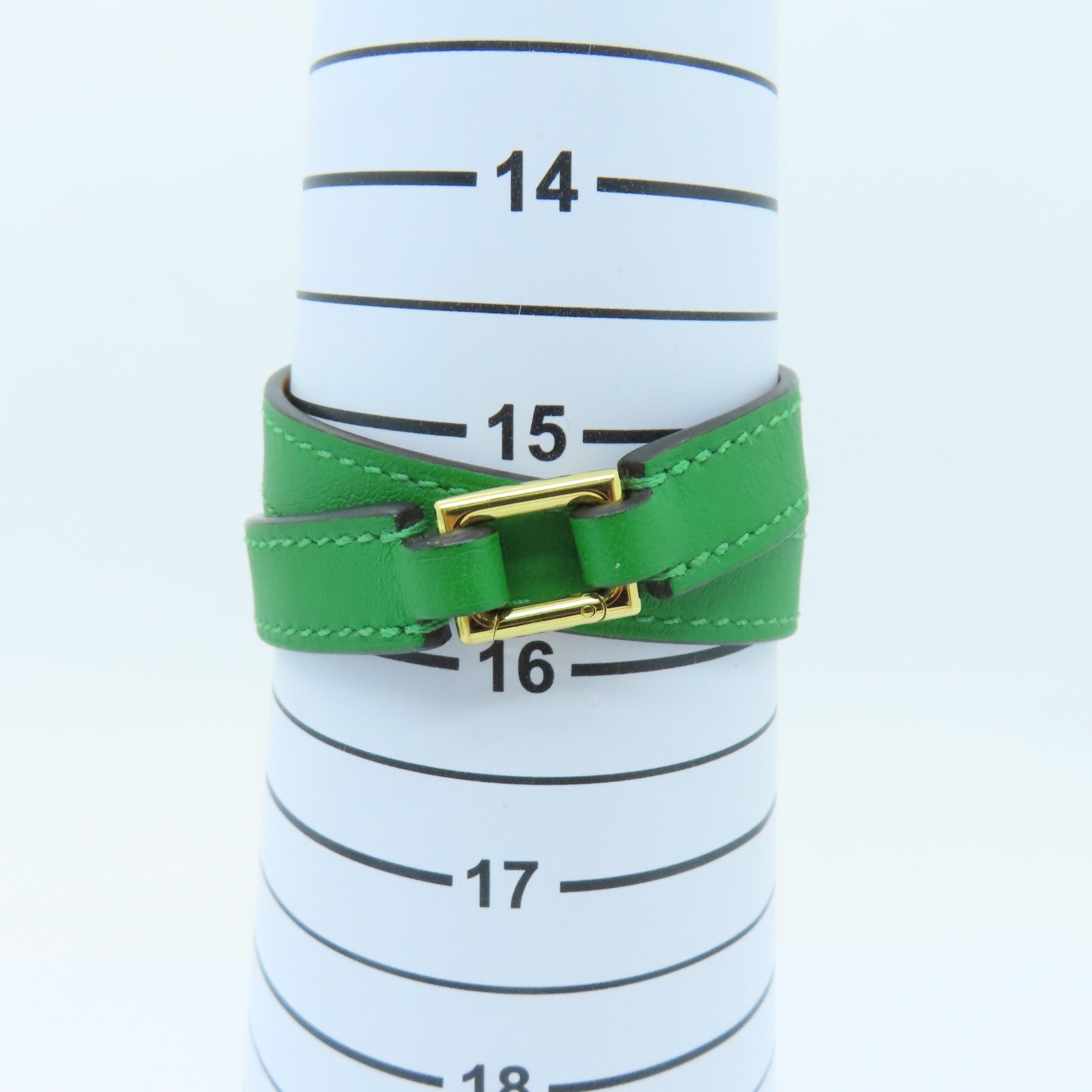 HERMES Swift皮革CDC Leather Bracelet金扣手镯绿色