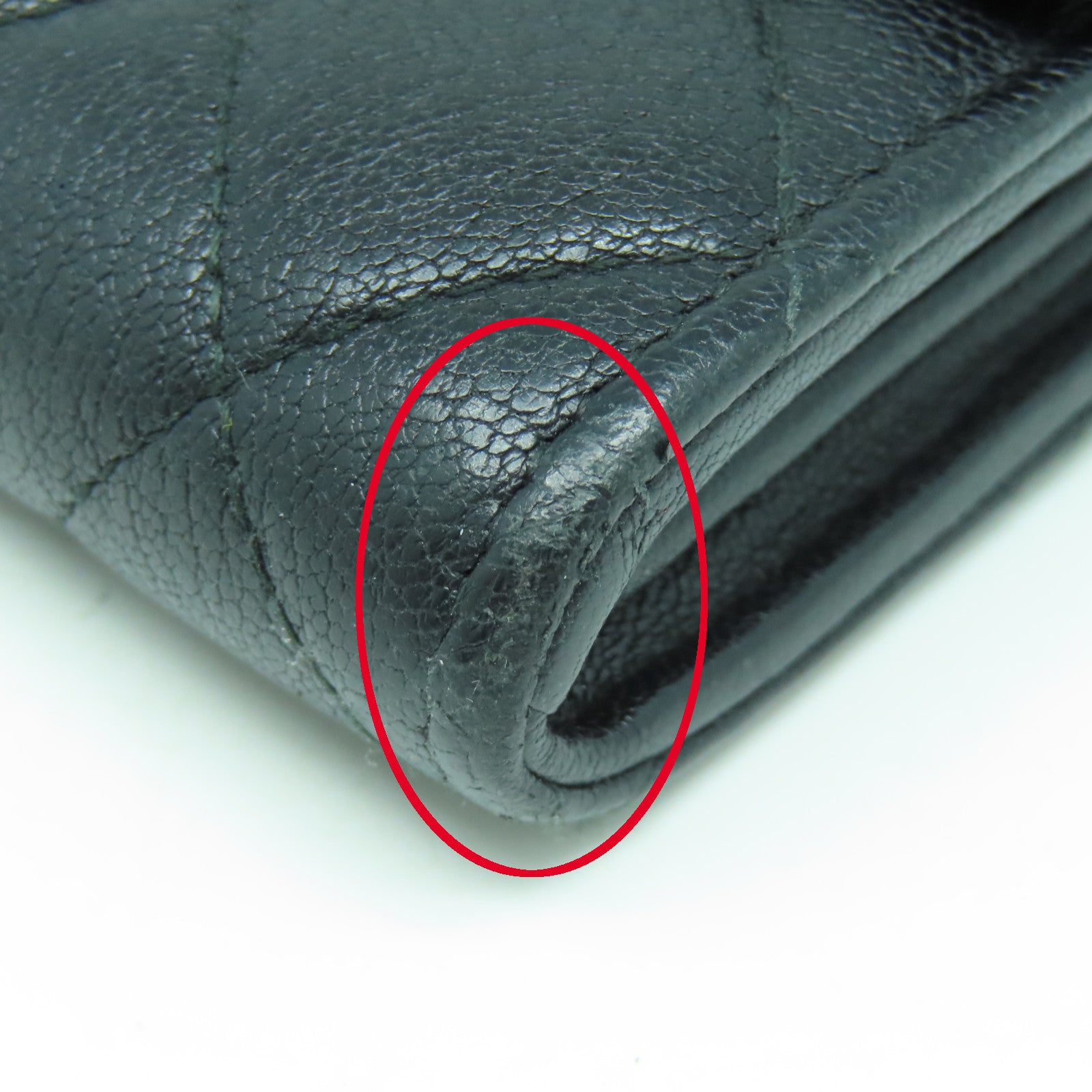 CHANEL 菱格牛皮皮革Wallet銀扣長錢包黑色