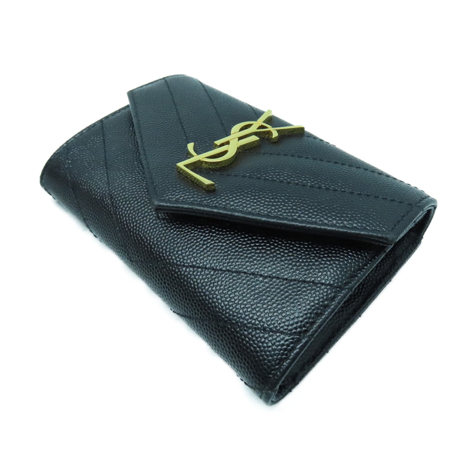 SAINT LAURENT 牛皮皮革Card Case金扣卡片套黑色