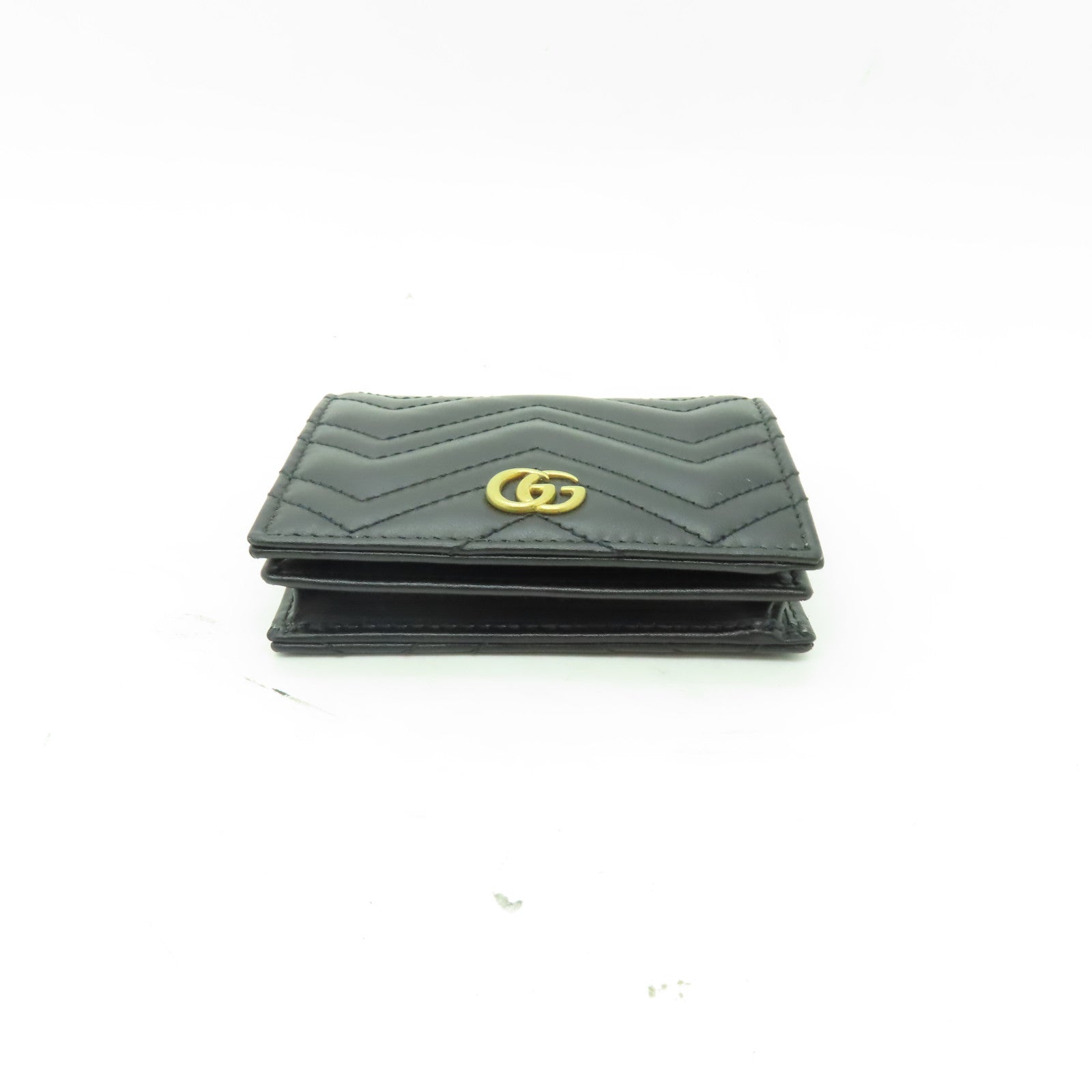 GUCCI 牛皮皮革GG Marmont Wallet金扣錢包黒色
